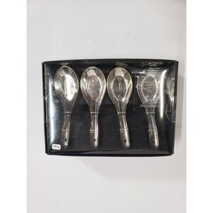 Set of 4 Asian Style Soup Spoons Silver Plated Stainless Steel Economical Sealed